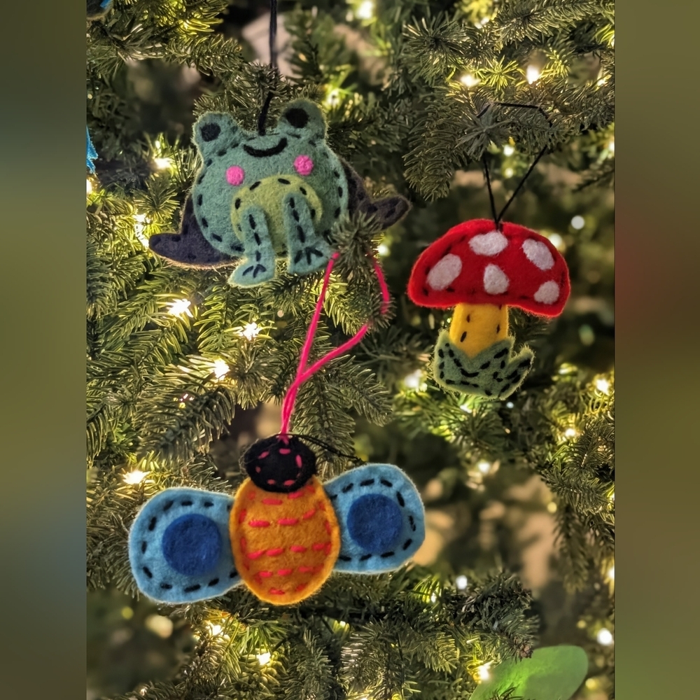 Handmade Felt Boho Nature Ornaments Or Decorative Accent